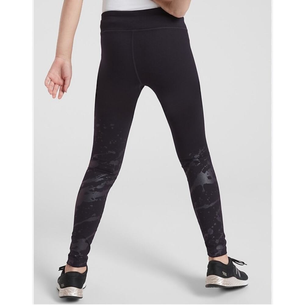 Athleta Girl Black Matte Graphic Speed of Light Tight Full Length Leggings